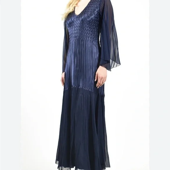 NWOT Komarov Charmuese Metallic Braided Long Sleeve Dress size small reg $510 - Picture 4 of 7